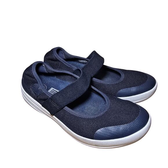 Fitflop Women Uberknit Mary Jane Ballerina 6.5 Flat Slip-on Shoe Comfort Navy - Picture 4 of 8